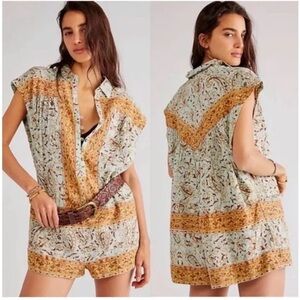 FREE PEOPLE Telly Romper Oversized Sz XS Shapeless Boho Beach